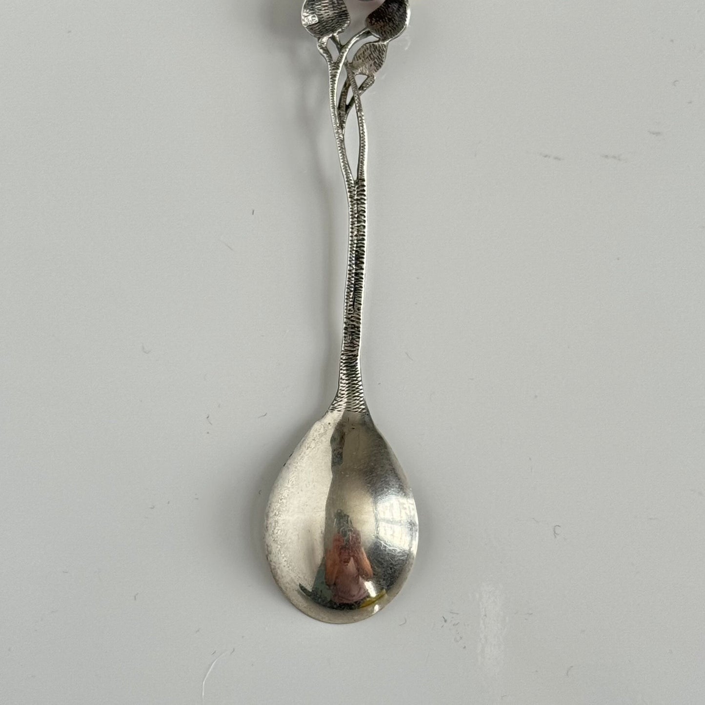 Art Nouveau Style Silver Spoon with Amber | Delicate Leaf Motif | Late 19th Century to Present
