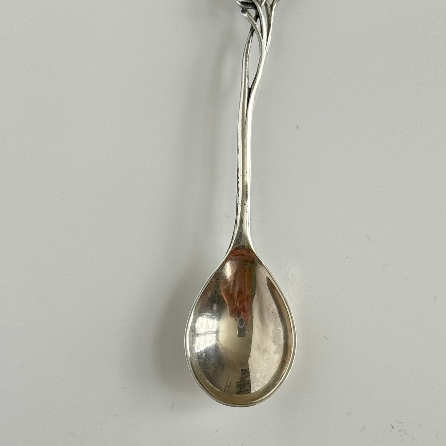 Art Nouveau Style Silver Spoon with Amber | Delicate Leaf Motif | Late 19th Century to Present