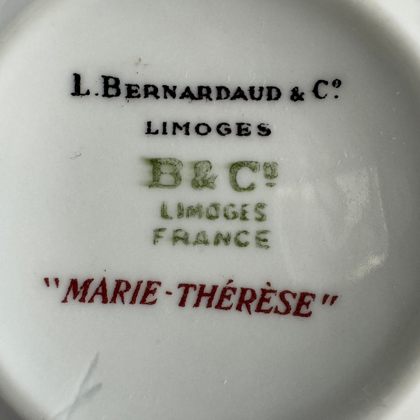 Pair of Bernardaud Tea Cups & Saucers | Ribbon and Floral Garland Motif | Vintage Limoges Porcelain