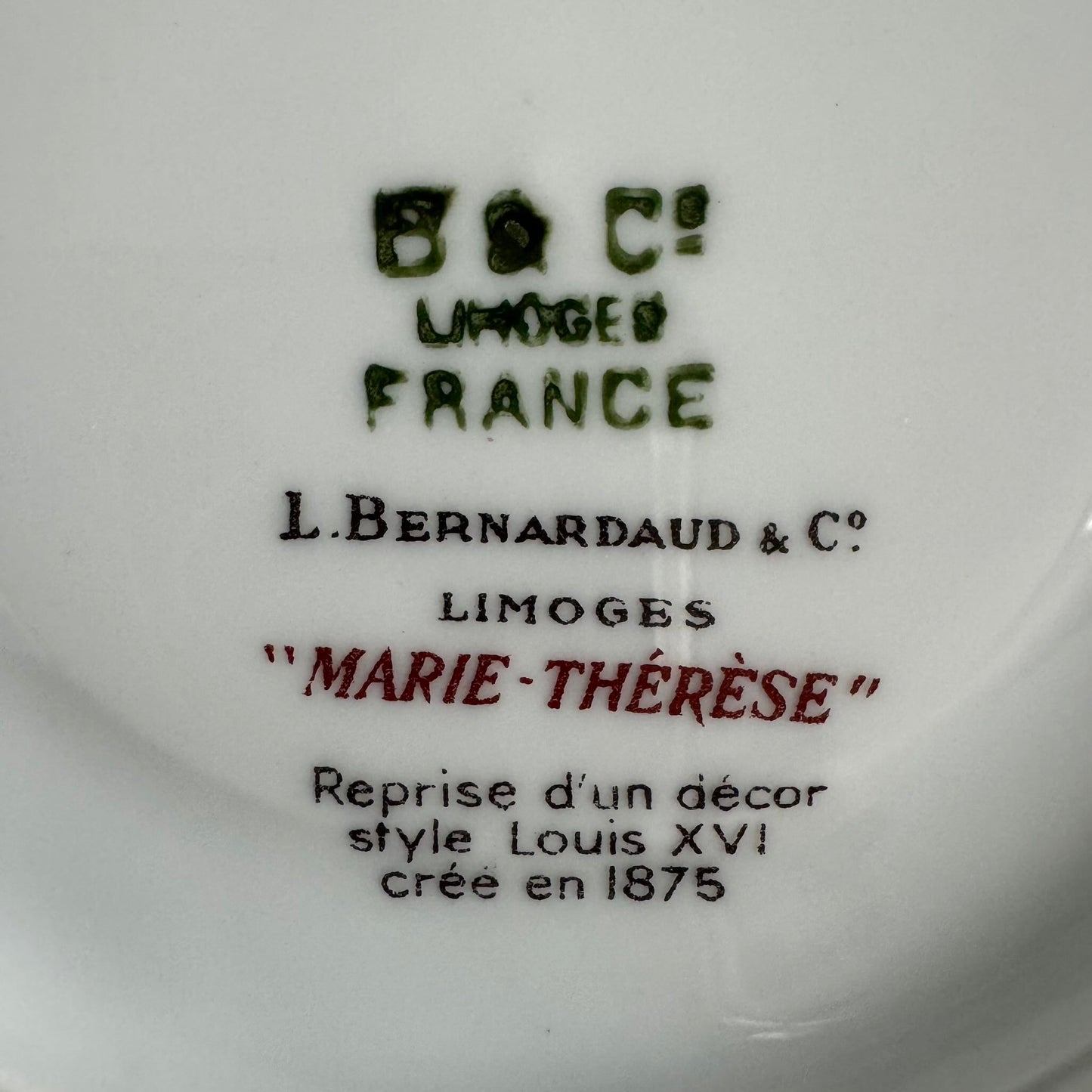 Pair of Bernardaud Tea Cups & Saucers | Ribbon and Floral Garland Motif | Vintage Limoges Porcelain