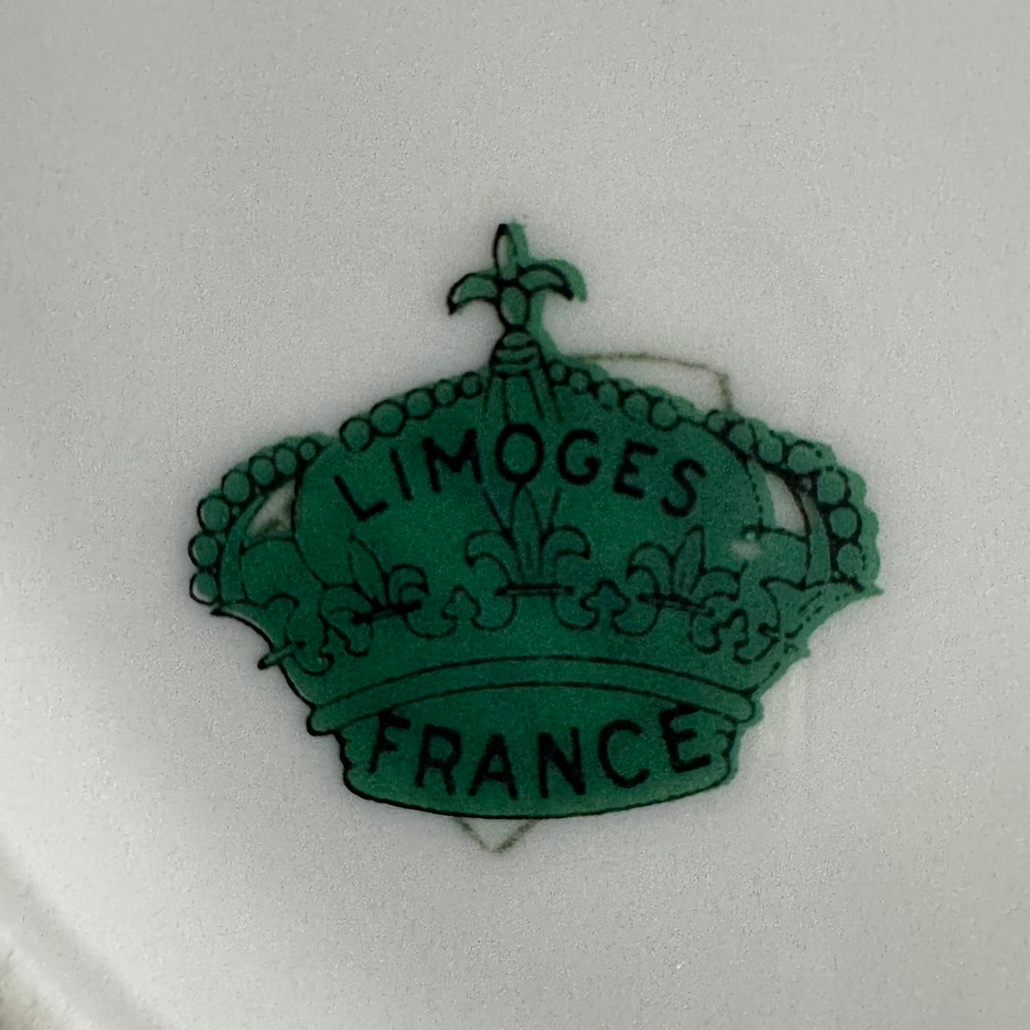 Limoges Dessert Plate with Ribbon, Floral, and Basket Motif | Vintage French Porcelain