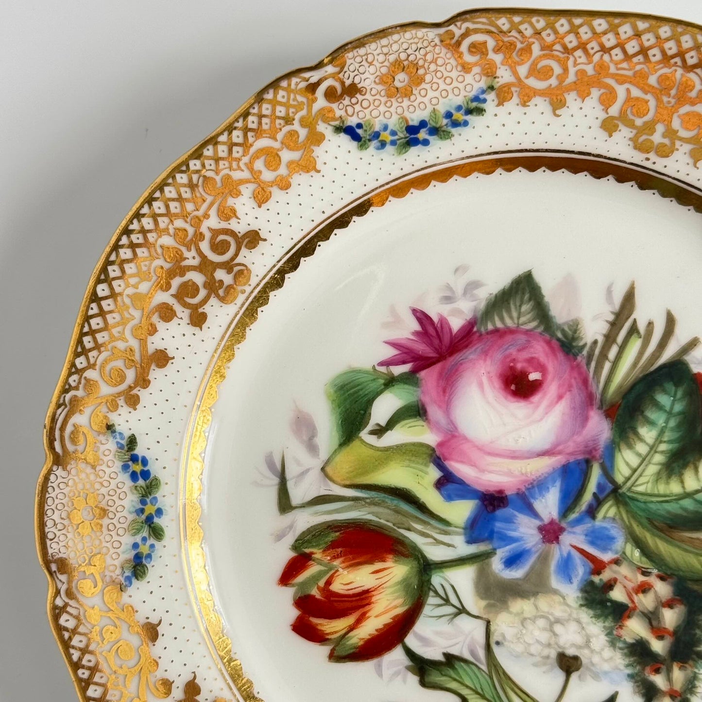 Hand-Painted Paris Porcelain Dessert Plate | Early 19th Century | Vieux Paris / Old Paris