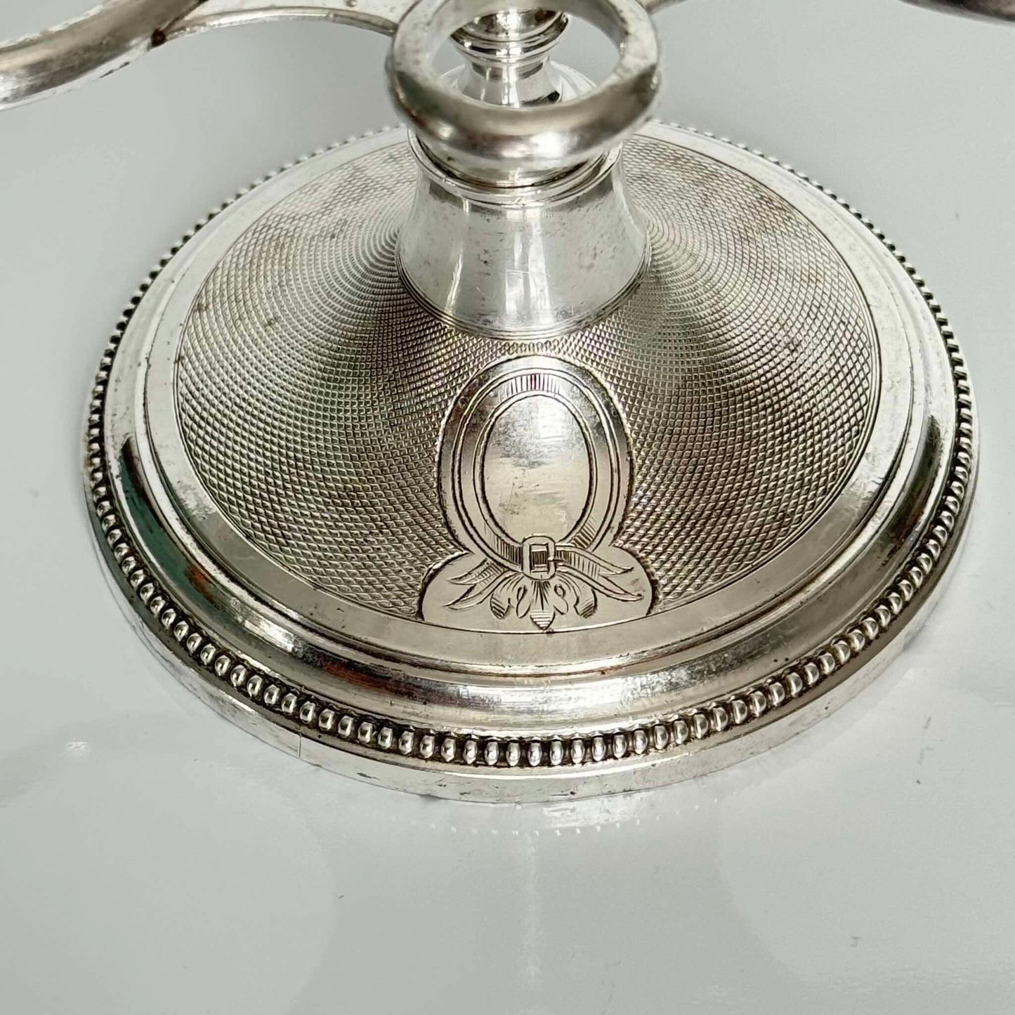 Silver Plate Cruet Set by Armand Frénais | Crystal with Gilt Ribbon & Floral Motifs | Late 19th – Early 20th Century
