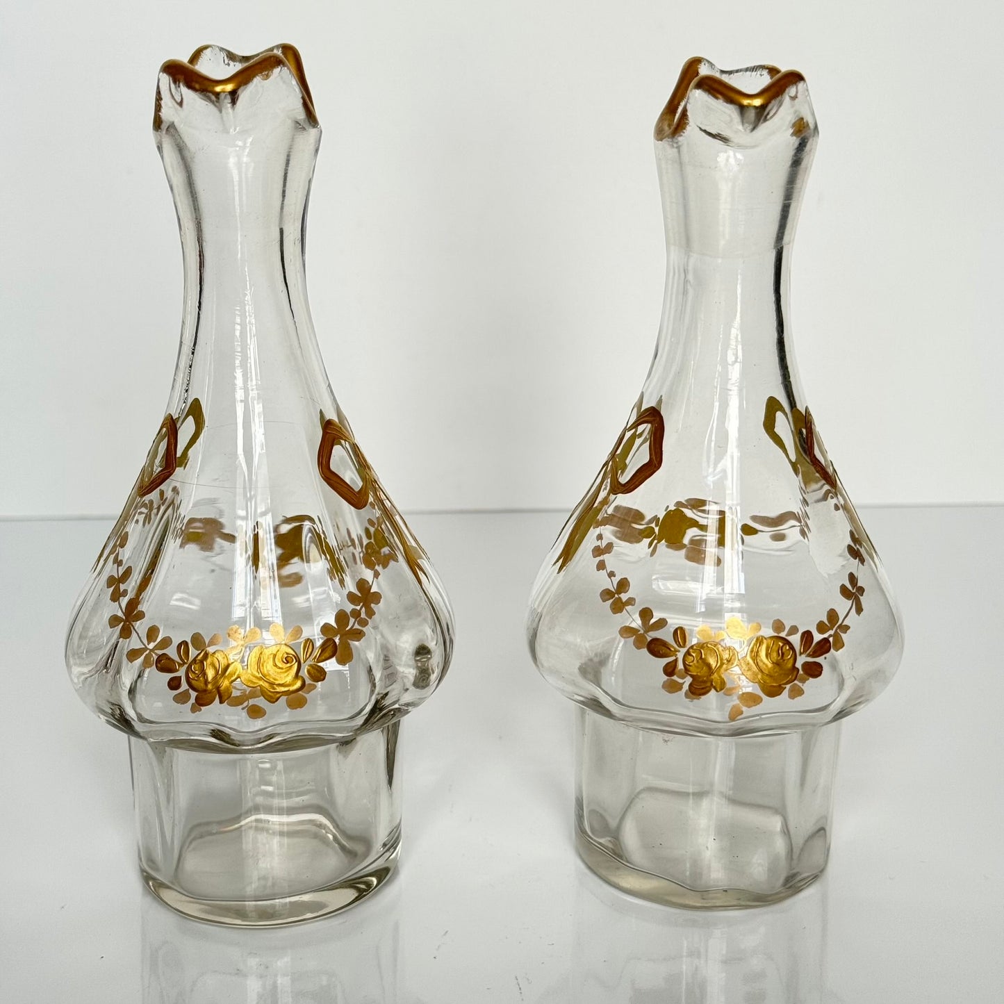 Silver Plate Cruet Set by Armand Frénais | Crystal with Gilt Ribbon & Floral Motifs | Late 19th – Early 20th Century