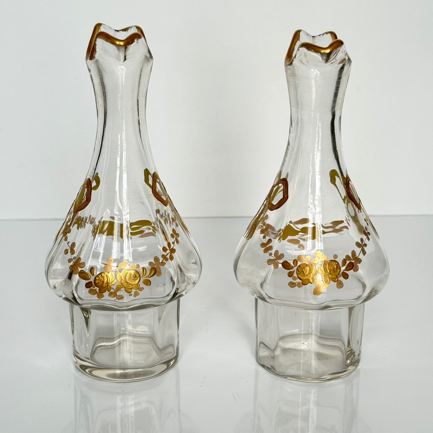Silver Plate Cruet Set by Armand Frénais | Crystal with Gilt Ribbon & Floral Motifs | Late 19th – Early 20th Century