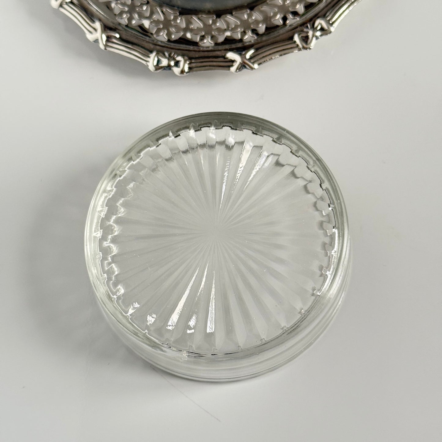 Silver-Plated Ramekin with Glass Insert | Ribbon Motif | Vintage, Made in England