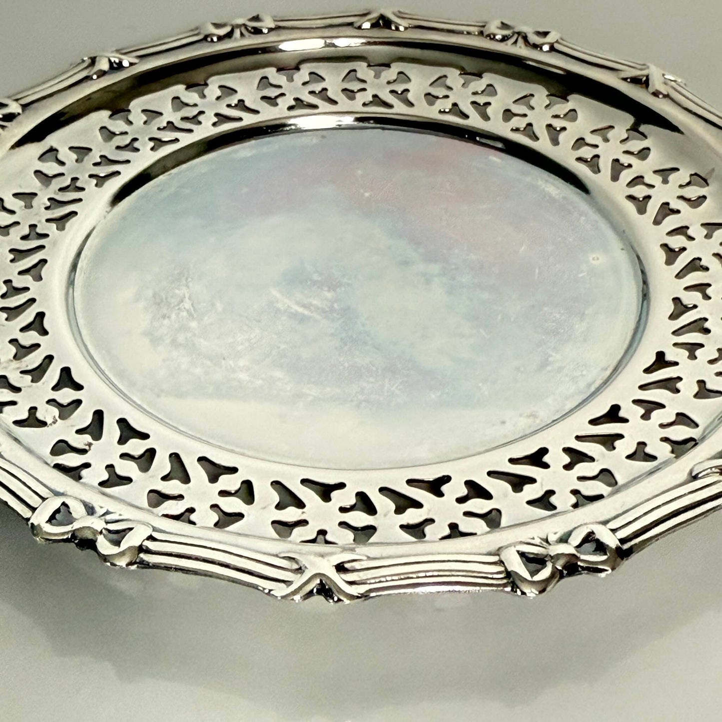 Silver-Plated Ramekin with Glass Insert | Ribbon Motif | Vintage, Made in England