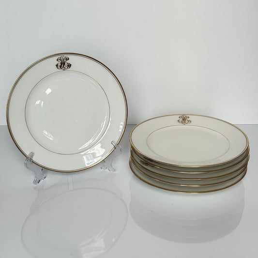 English: Paris porcelain dessert plate with gilded rim and monogram, Vieux Paris / Old Paris, late 19th–early 20th century ; 日本語: パリ窯製磁器デザートプレート、金彩縁取りとモノグラム入り、ヴュー・パリ / オールド・パリ、19世紀後期–20世紀初期; Français: Assiette à dessert en porcelaine de Paris avec bord doré et monogramme, Vieux Paris, fin XIXe – début XXe siècle