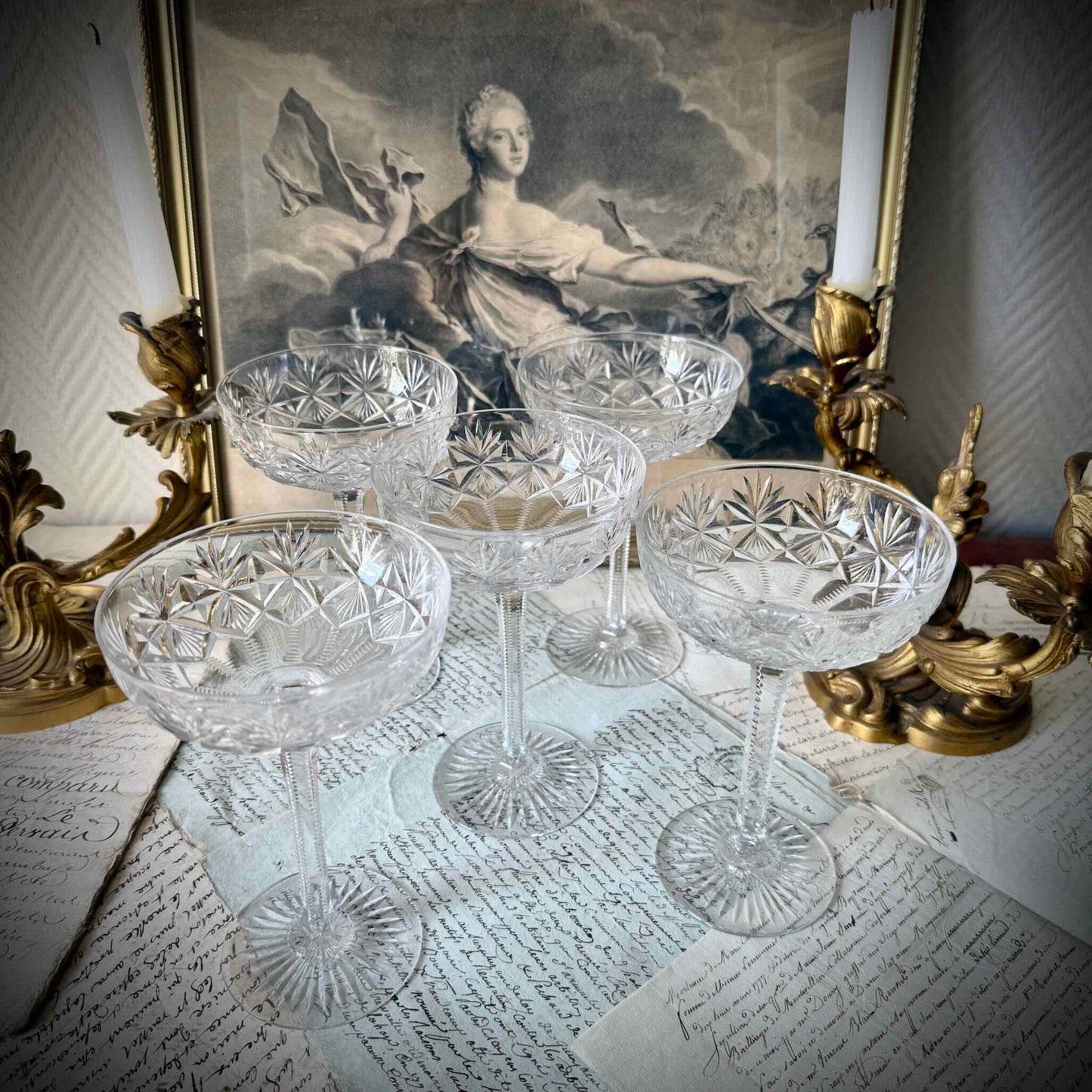 Saint-Louis crystal champagne glass, Gavarni model, early 20th century