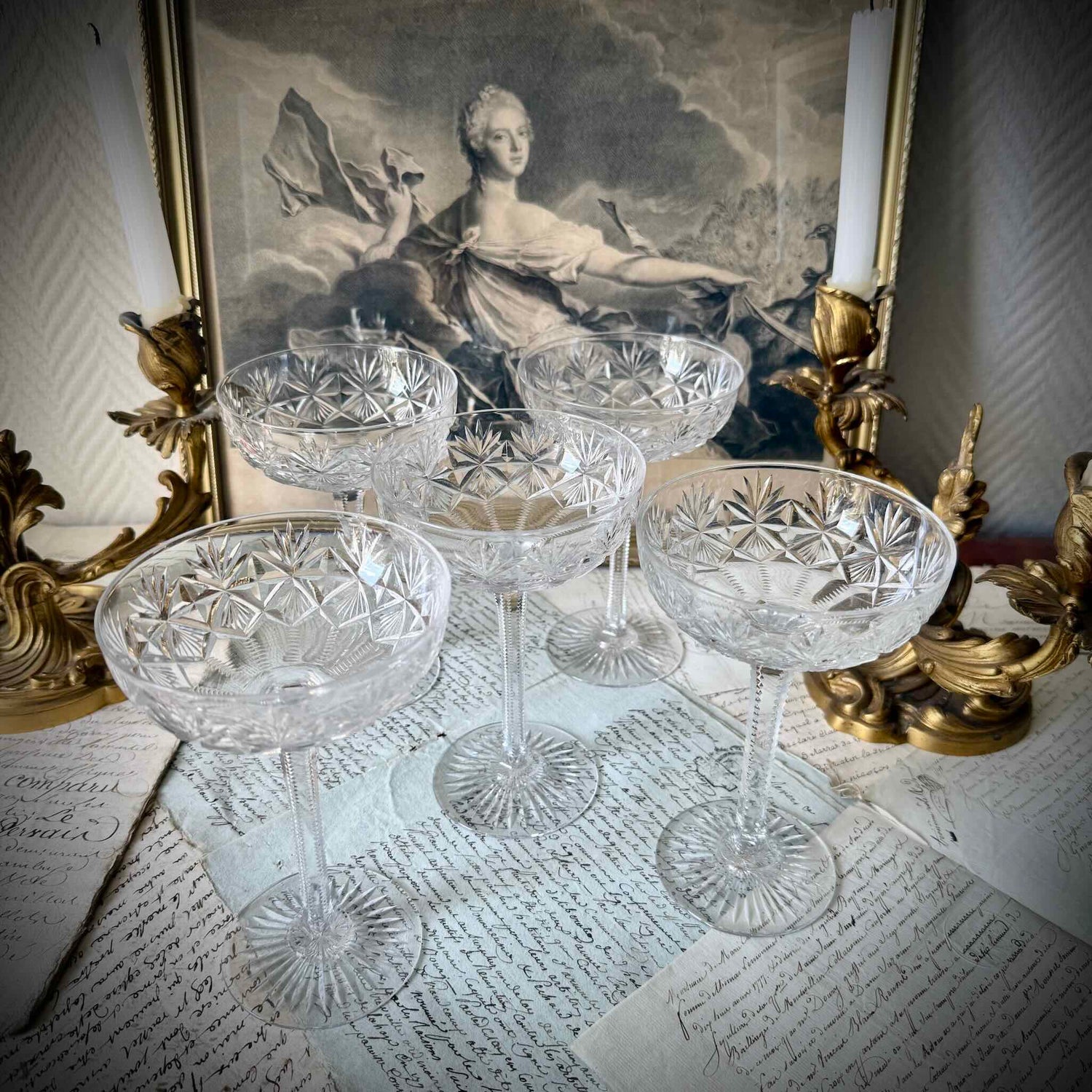 Saint-Louis crystal champagne glass, Gavarni model, early 20th century