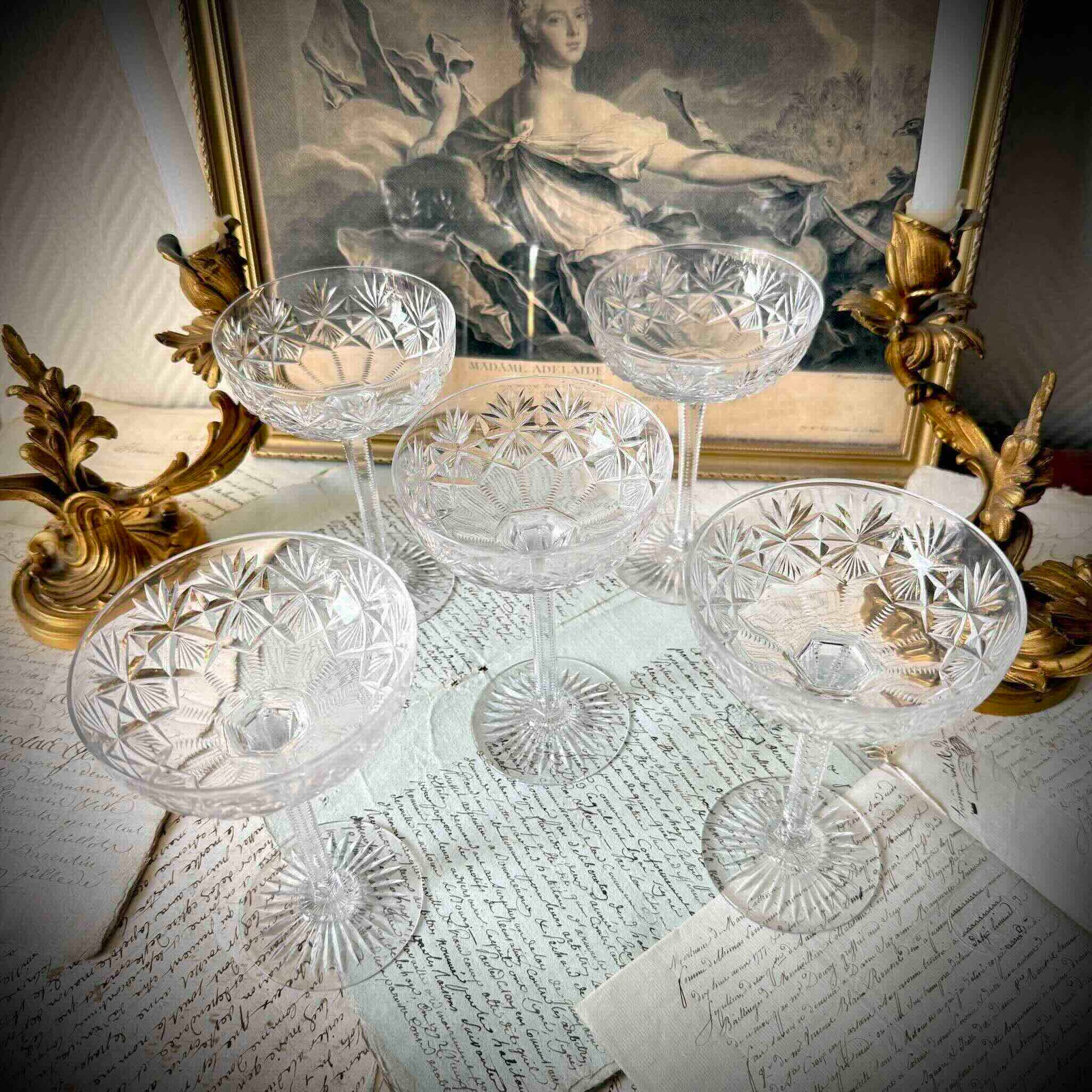 Saint-Louis crystal champagne glass, Gavarni model, early 20th century