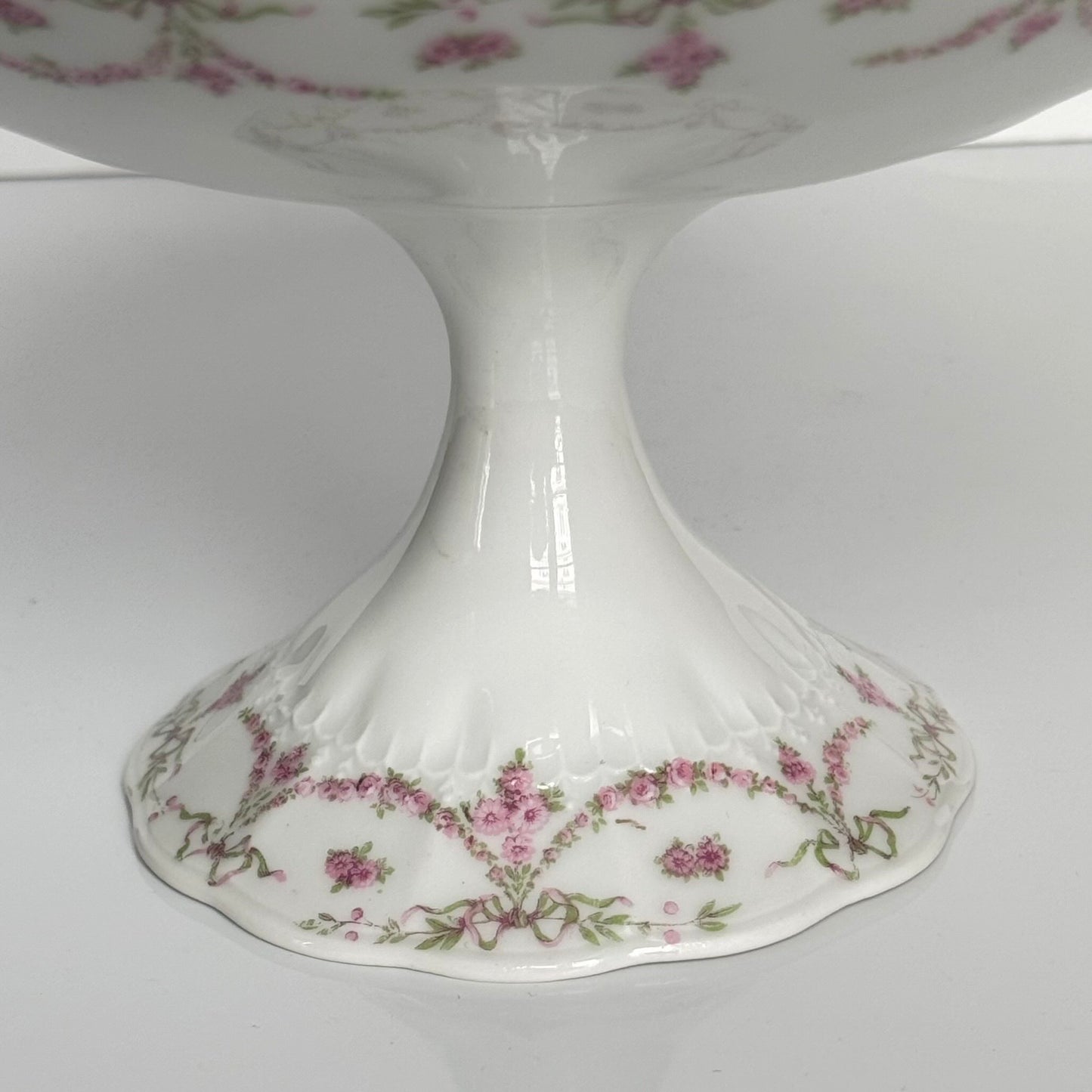 Ahrenfeldt Limoges Porcelain Compote / Fruit Stand (Large) with Ribbon and Floral Decoration | Late 19th – Early 20th Century