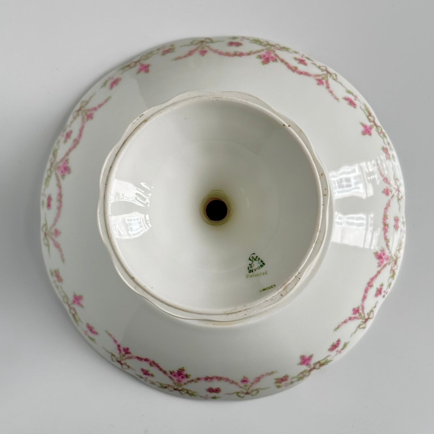 Ahrenfeldt Limoges Porcelain Compote / Fruit Stand (Large) with Ribbon and Floral Decoration | Late 19th – Early 20th Century