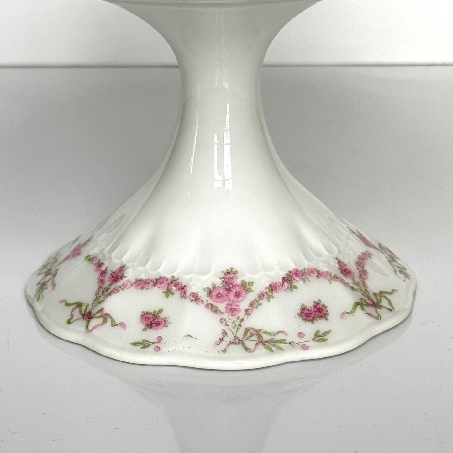 Ahrenfeldt Limoges Porcelain Compote / Fruit Stand (Medium) with Ribbon and Floral Decoration | Late 19th – Early 20th Century
