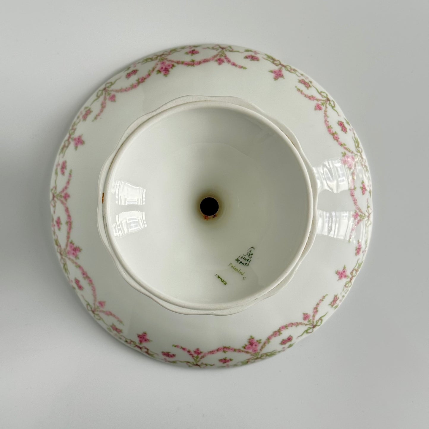 Ahrenfeldt Limoges Porcelain Compote / Fruit Stand (Medium) with Ribbon and Floral Decoration | Late 19th – Early 20th Century