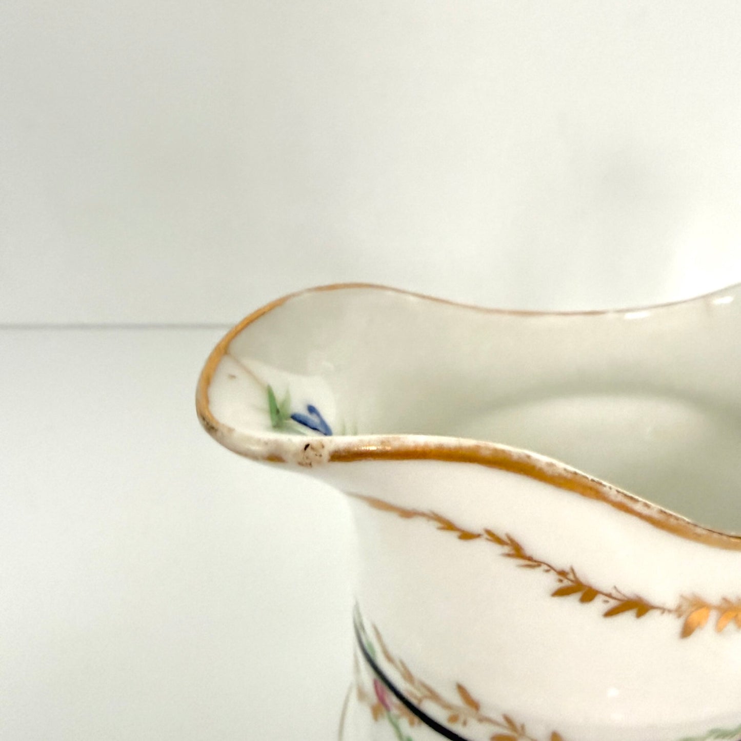 Antique Clignancourt Porcelain Milk Jug – 18th Century Floral Garlands