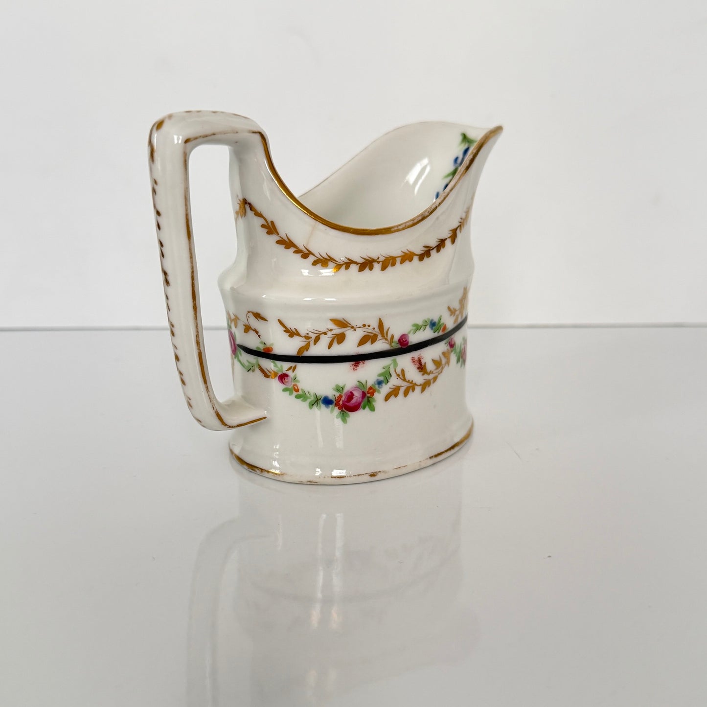 Antique Clignancourt Porcelain Milk Jug – 18th Century Floral Garlands