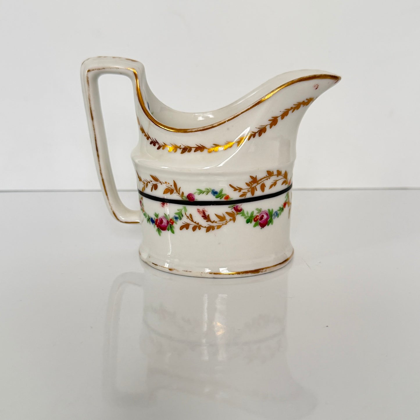 Antique Clignancourt Porcelain Milk Jug – 18th Century Floral Garlands
