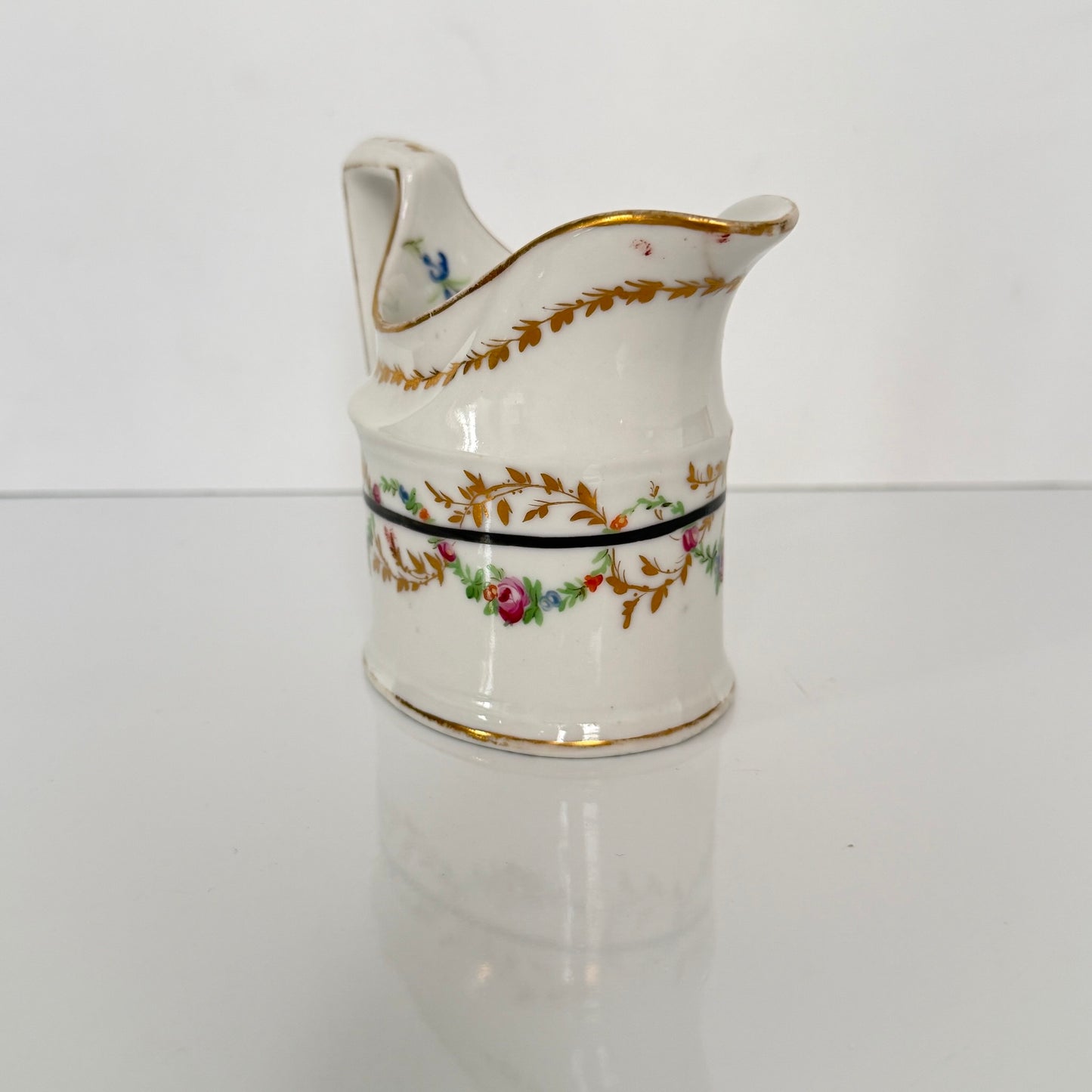 Antique Clignancourt Porcelain Milk Jug – 18th Century Floral Garlands