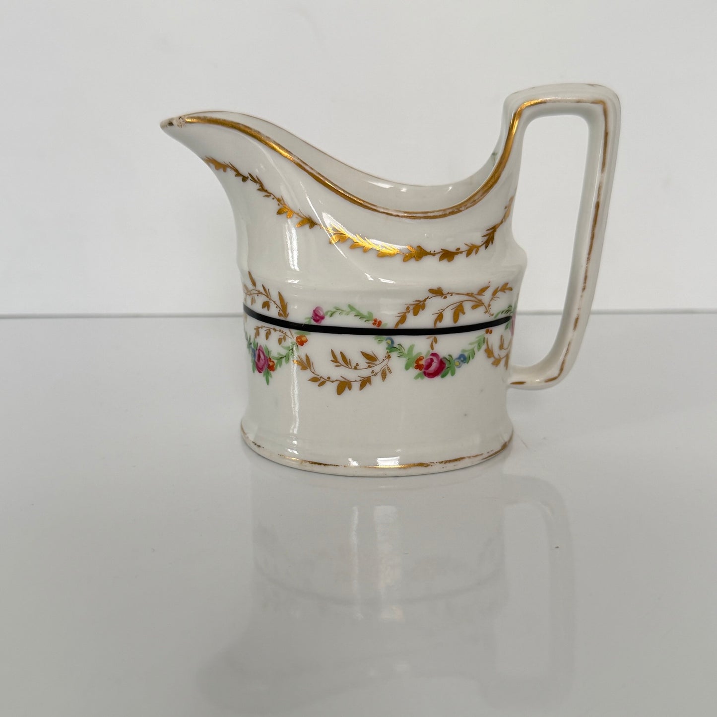 Antique Clignancourt Porcelain Milk Jug – 18th Century Floral Garlands