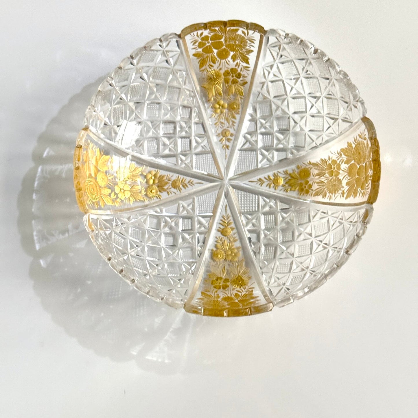 アンティーク バカラ / サンルイ (推定) クリスタルボウル – 金彩 花と幾何学模様