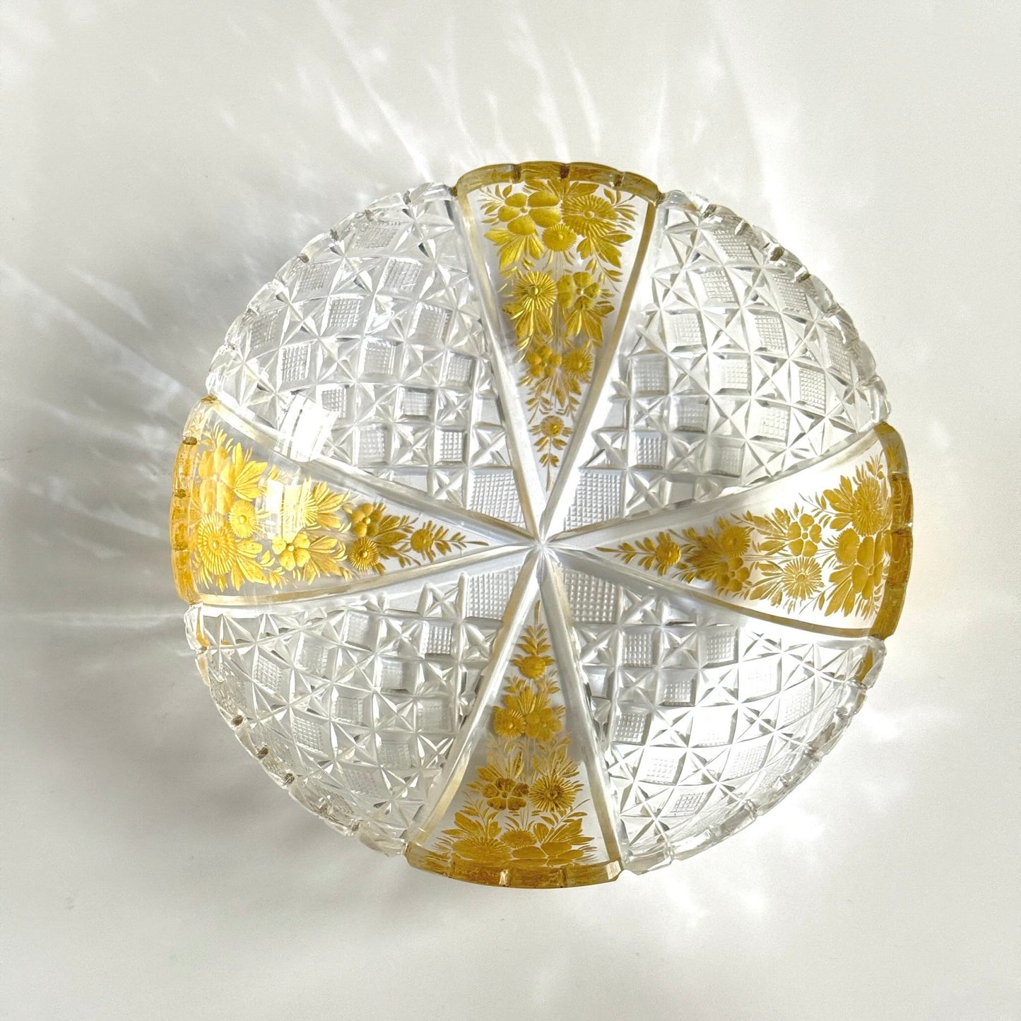 アンティーク バカラ / サンルイ (推定) クリスタルボウル – 金彩 花と幾何学模様