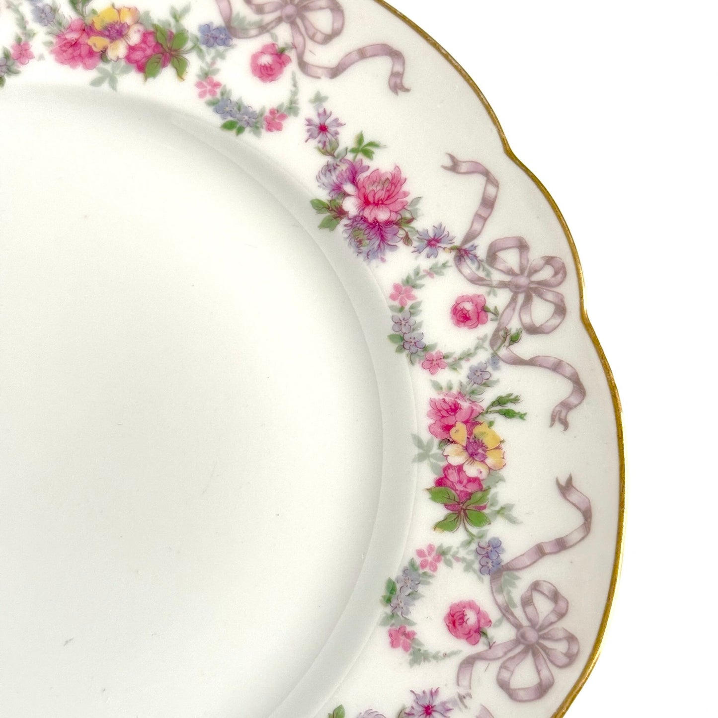 Plats à Gâteaux en porcelaine de Limoges à guirlandes florales et rubans | “Vieux Bernardaud” D&C (Delinières & Cie) | Fin XIXe siècle