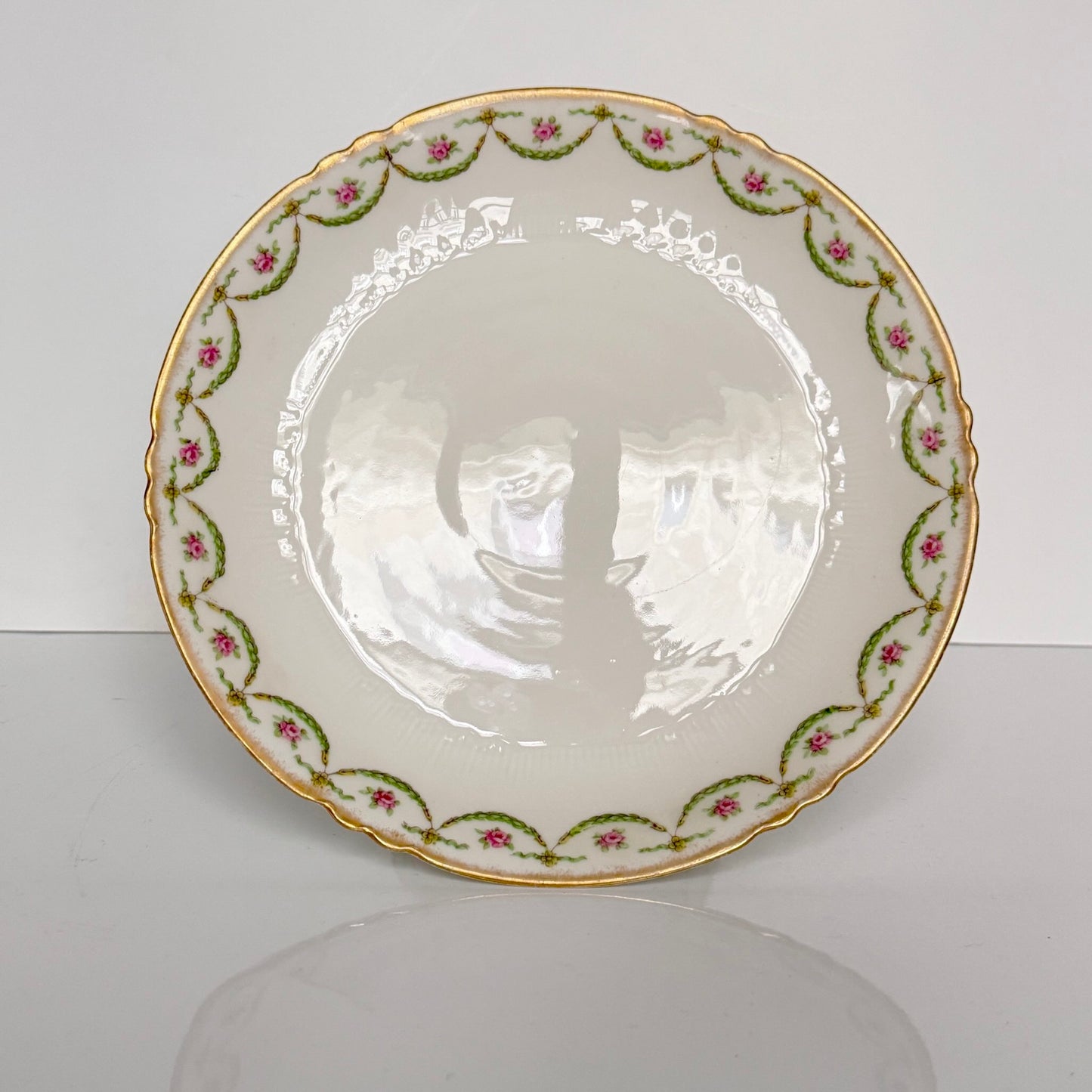 Compotier Ancien sur Piédouche en Porcelaine de Limoges – Roses & Or