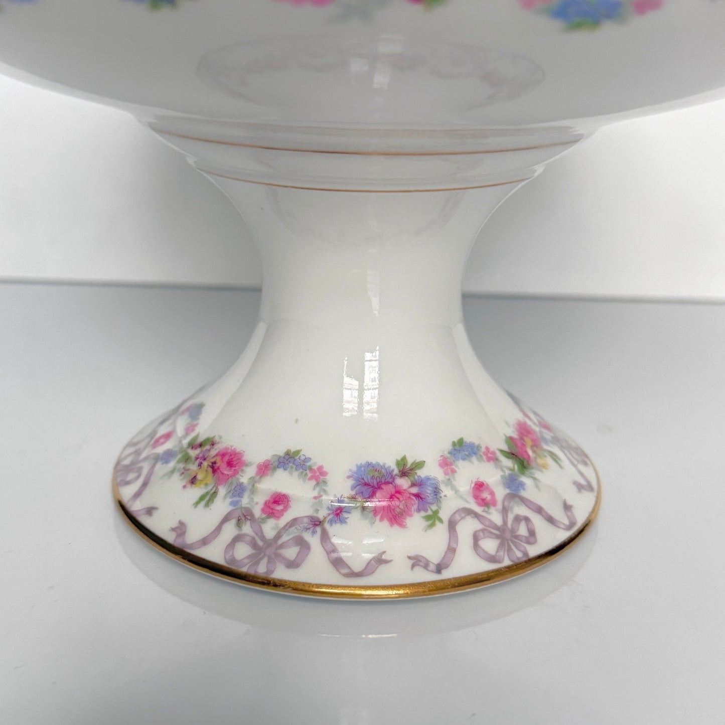 Antique Limoges Porcelain Footed Compote – D&C “Old Bernardaud" Floral Ribbons