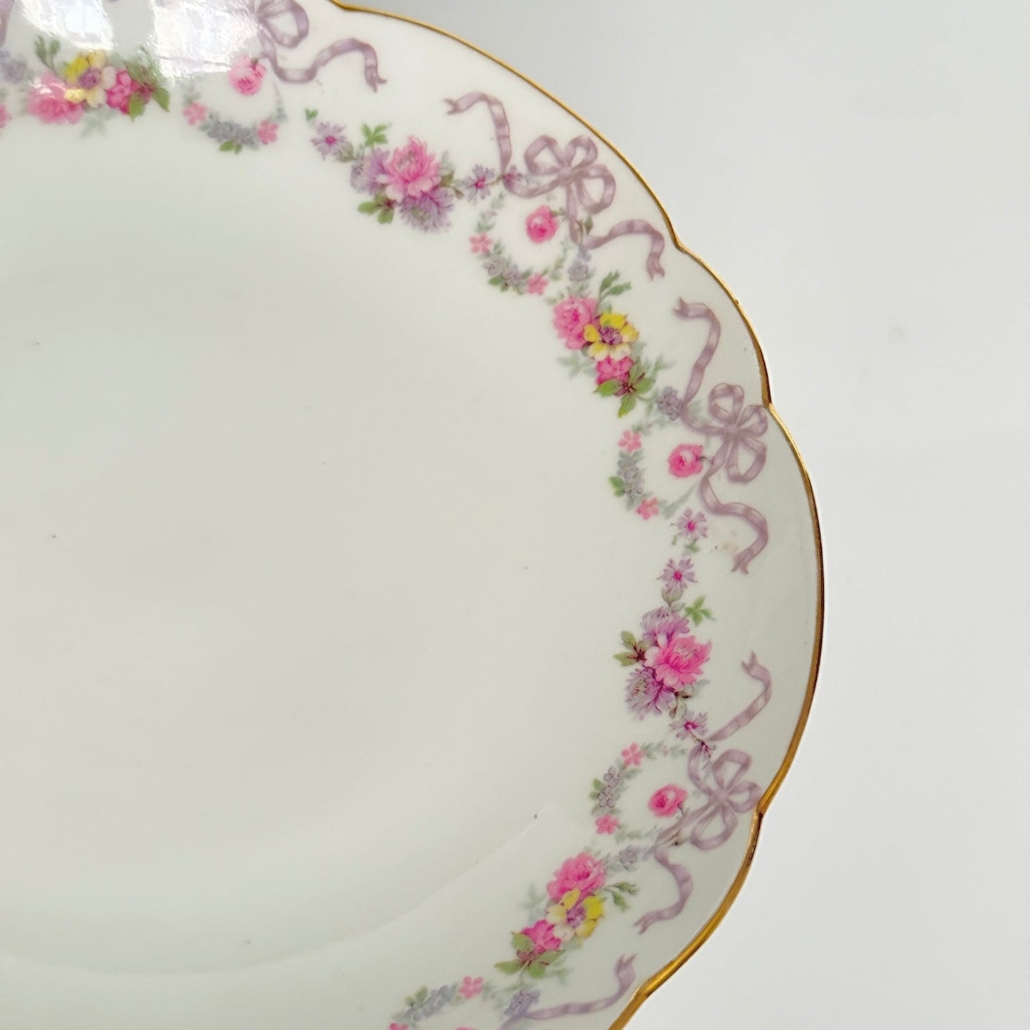 Antique Limoges Porcelain Footed Compote – D&C “Old Bernardaud" Floral Ribbons