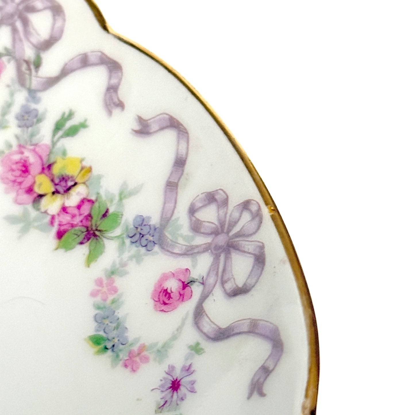 Antique Limoges Porcelain Footed Compote – D&C “Old Bernardaud" Floral Ribbons