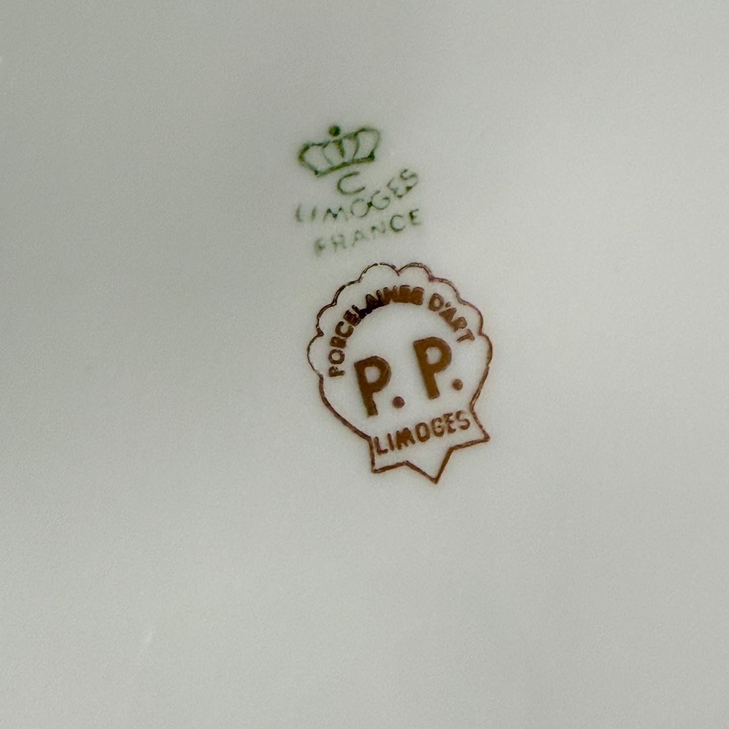 Vintage Limoges P.P. Porcelain Soup Plates – Floral Wreath & Garland Motif (Set of 2)