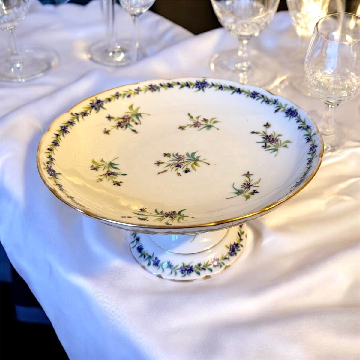 Compotier en Porcelaine de Paris – Décor de Bleuets