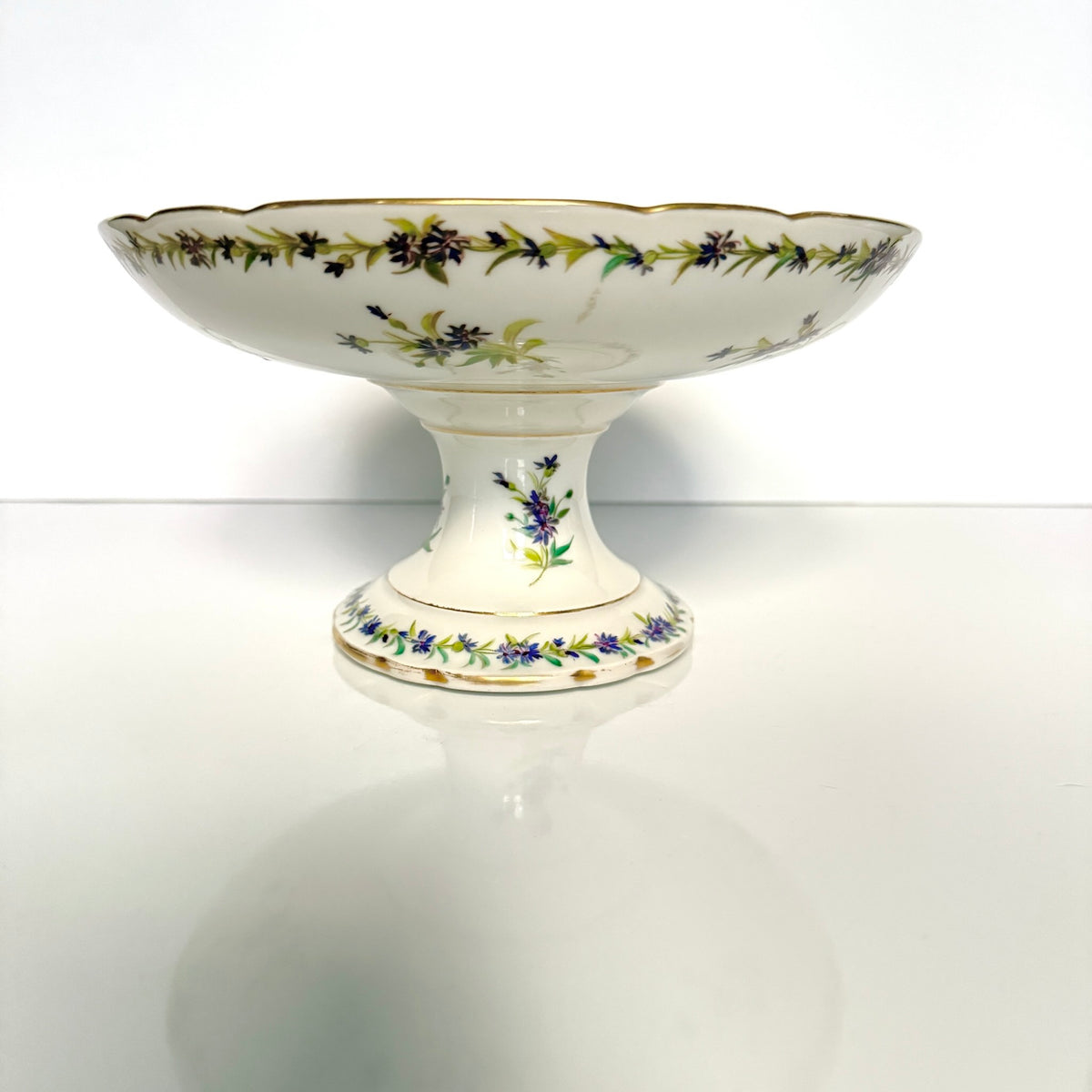 Compotier en Porcelaine de Paris – Décor de Bleuets