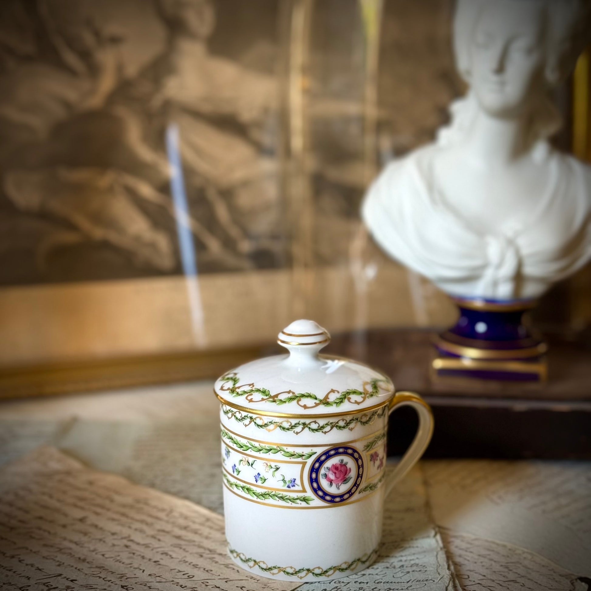 Haviland Limoges porcelain chocolate pot, Louveciennes pattern.