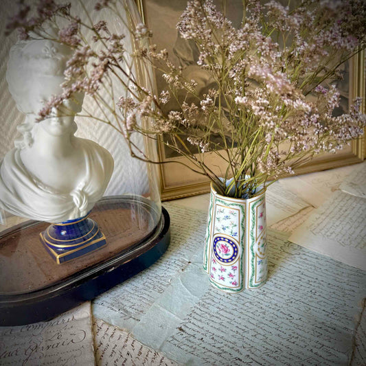 Haviland Limoges porcelain vase, Louveciennes pattern with delicate floral motifs, France.