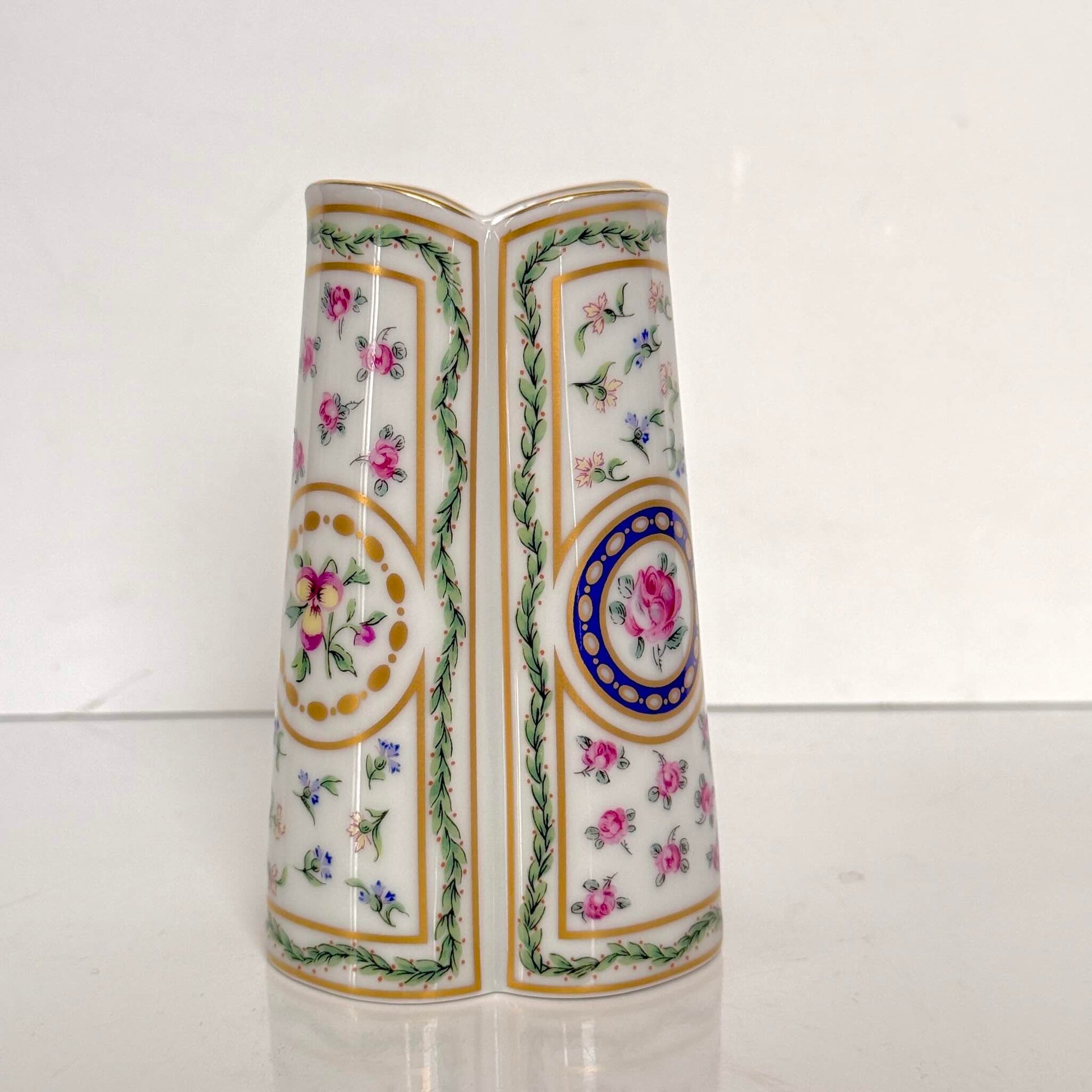 Haviland Limoges porcelain vase, Louveciennes pattern with delicate floral motifs, France.