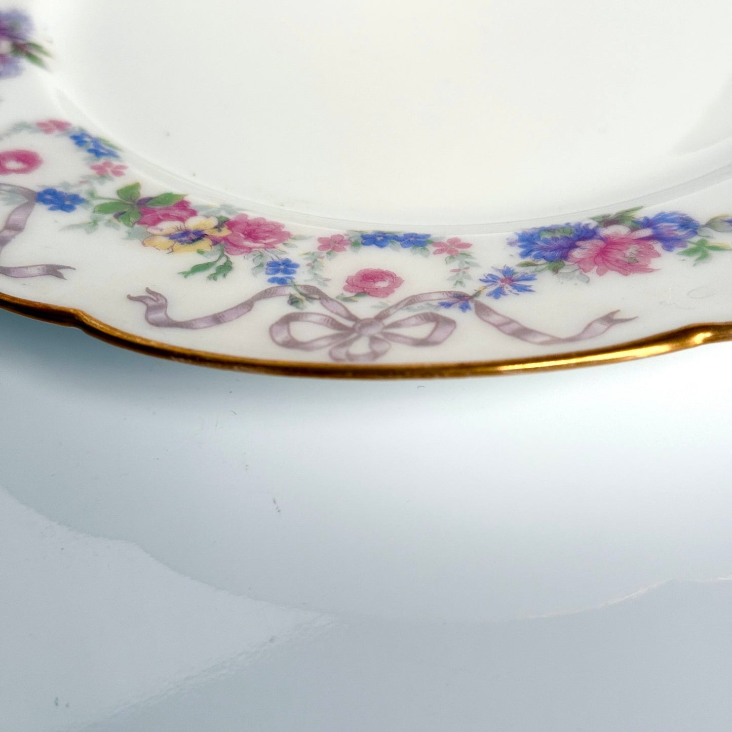 リモージュ磁器 デザートプレート ガーランド＆リボン模様「オールド・ベルナルド」D&C（デリニエール＆シー）19世紀末 フランス