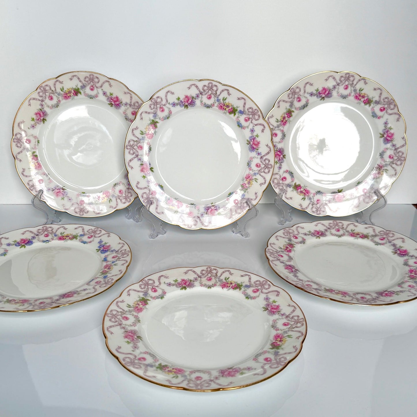 Limoges porcelain dessert plate with floral garland and ribbon decoration, D&C “Old Bernardaud”, late 19th century