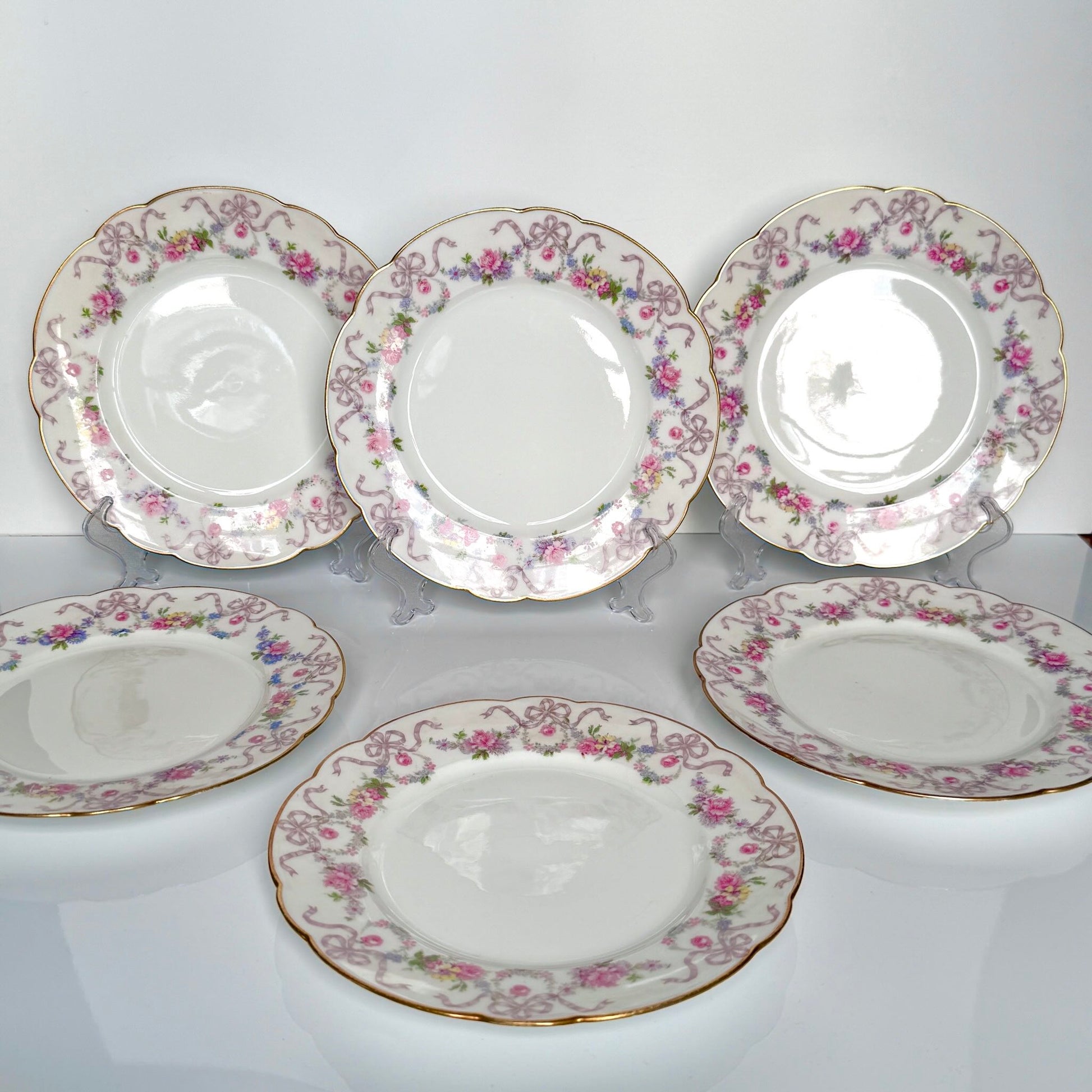 Limoges porcelain dessert plate with floral garland and ribbon decoration, D&C “Old Bernardaud”, late 19th century