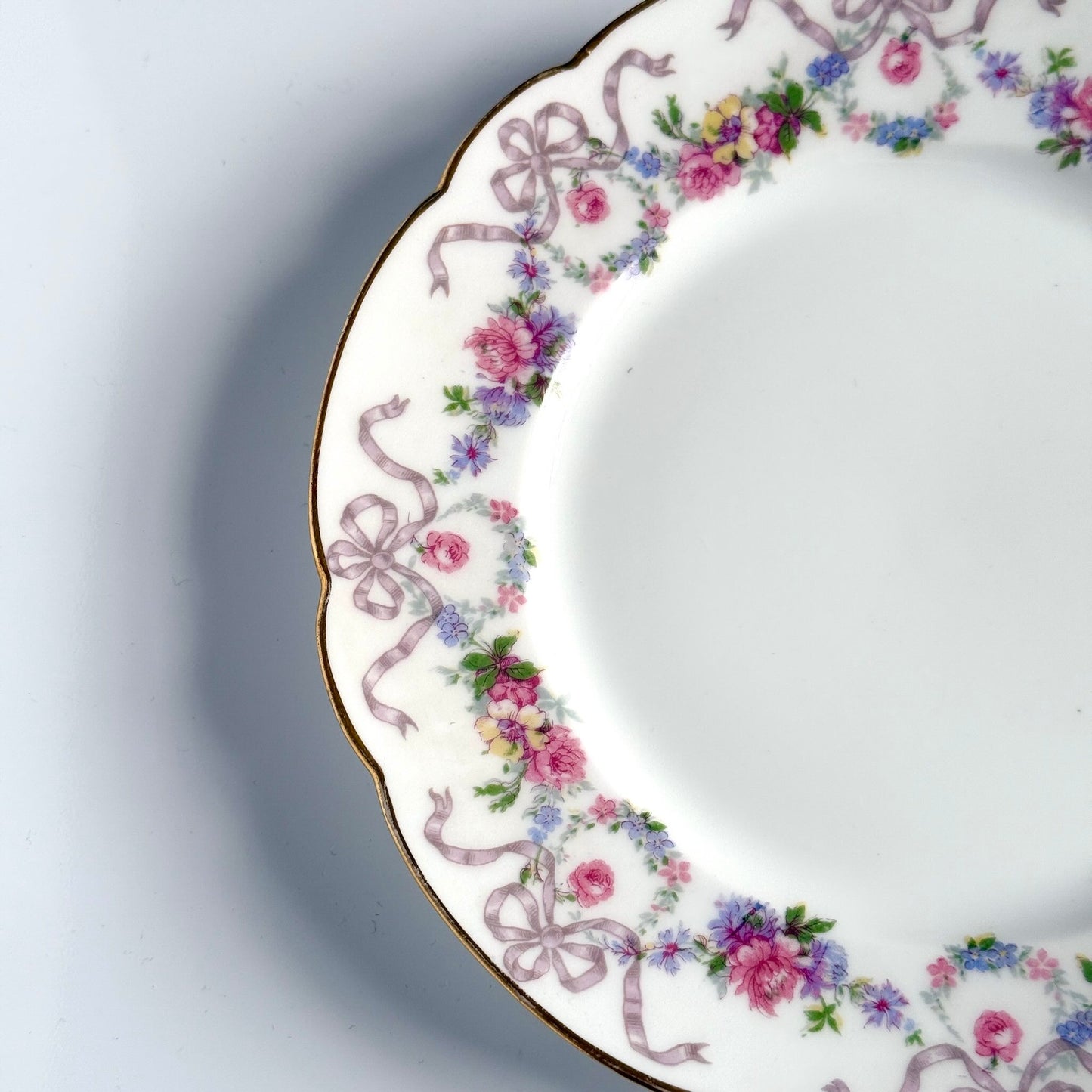 Limoges porcelain dessert plate with floral garland and ribbon decoration, D&C “Old Bernardaud”, late 19th century