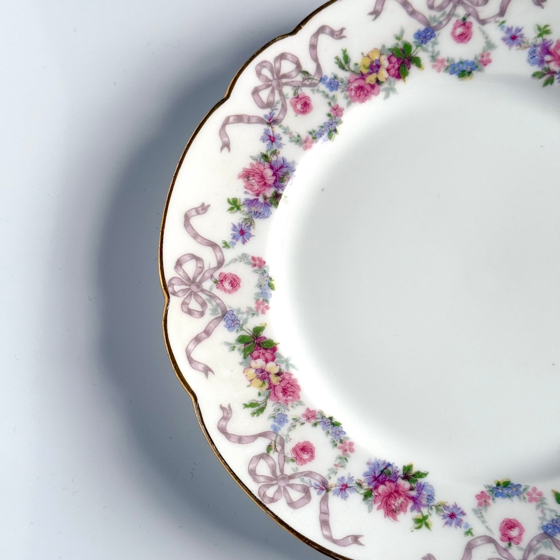 Limoges porcelain dessert plate with floral garland and ribbon decoration, D&C “Old Bernardaud”, late 19th century