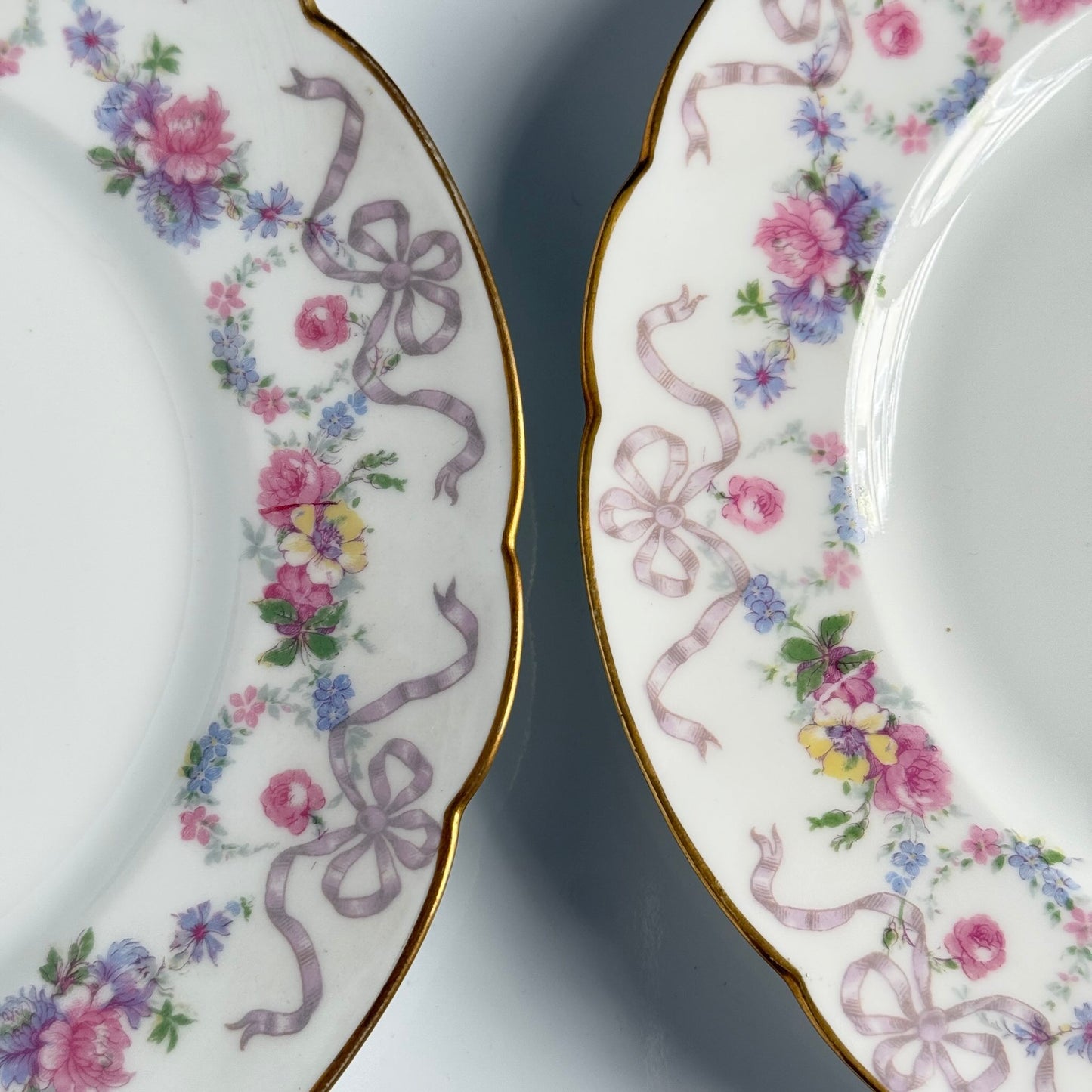 リモージュ磁器 デザートプレート ガーランド＆リボン模様「オールド・ベルナルド」D&C（デリニエール＆シー）19世紀末 フランス