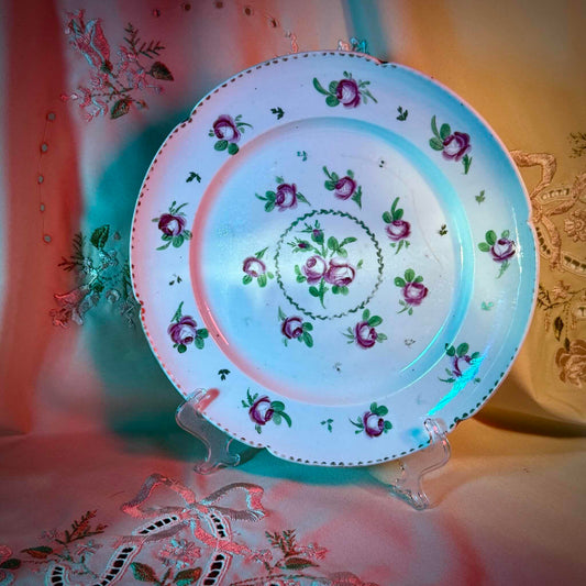 Niderviller Porcelain Plate | Small Rose Motif in Sèvres Style | 18th Century