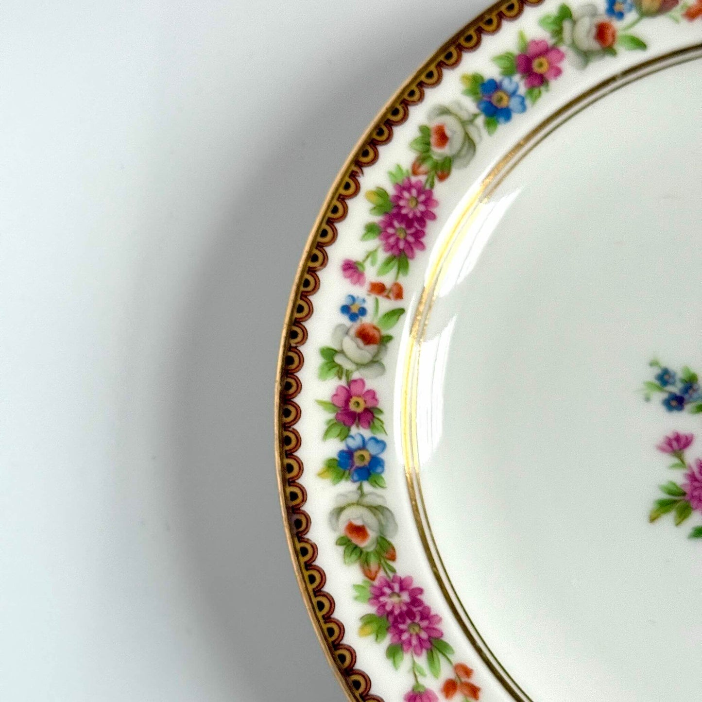 レイノー（Raynaud）リモージュ 花柄 磁器 デザートプレート 2枚セット｜フランス製・20世紀初頭アンティーク