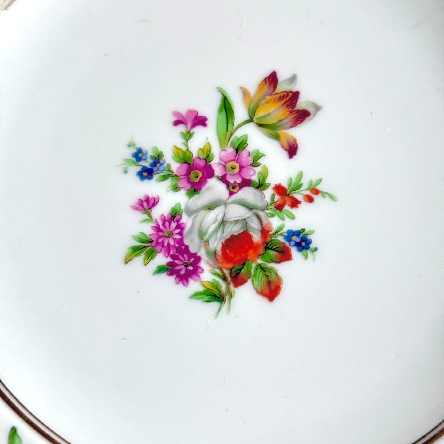 レイノー（Raynaud）リモージュ 花柄 磁器 デザートプレート 2枚セット｜フランス製・20世紀初頭アンティーク