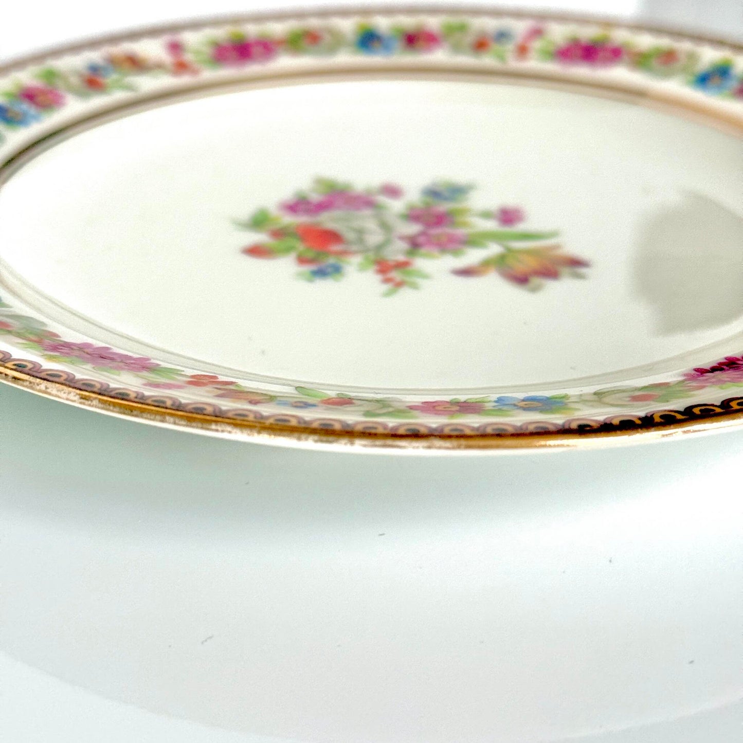 レイノー（Raynaud）リモージュ 花柄 磁器 デザートプレート 2枚セット｜フランス製・20世紀初頭アンティーク