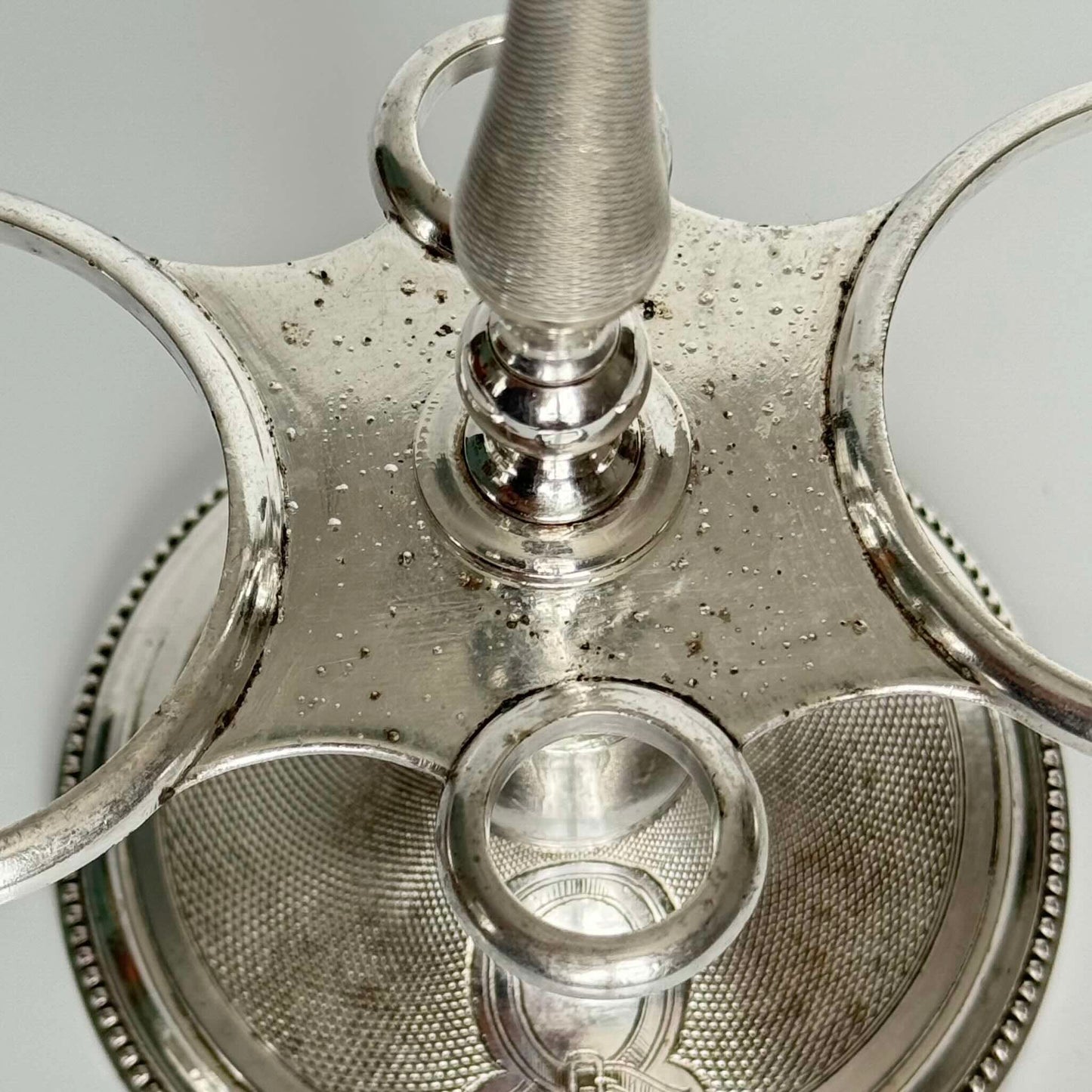 Silver Plate Cruet Set by Armand Frénais | Crystal with Gilt Ribbon & Floral Motifs | Late 19th – Early 20th Century