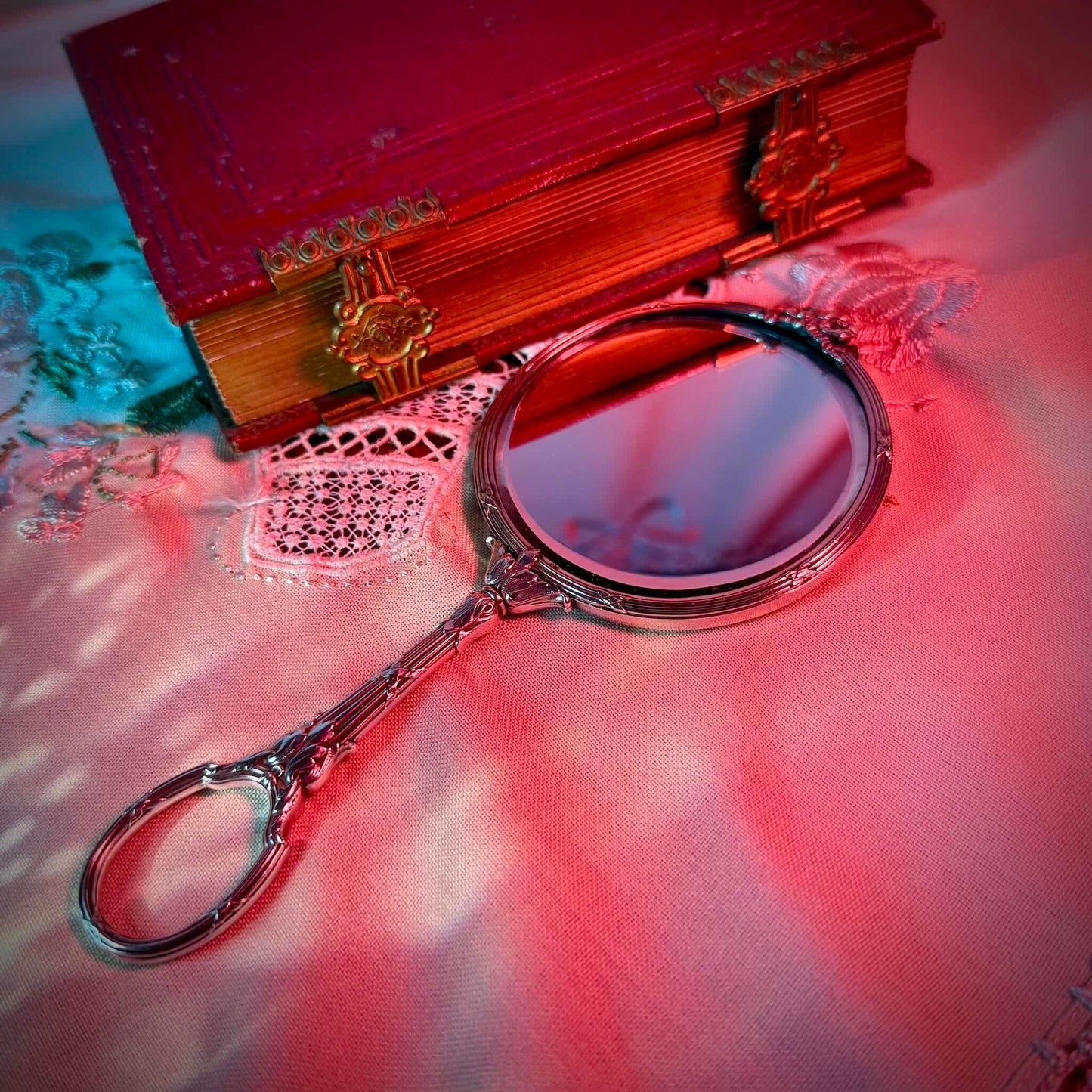 Silver Plate Hand Mirror | Louis XVI Style with Crossed Ribbons & Bow | Late 19th – Early 20th Century