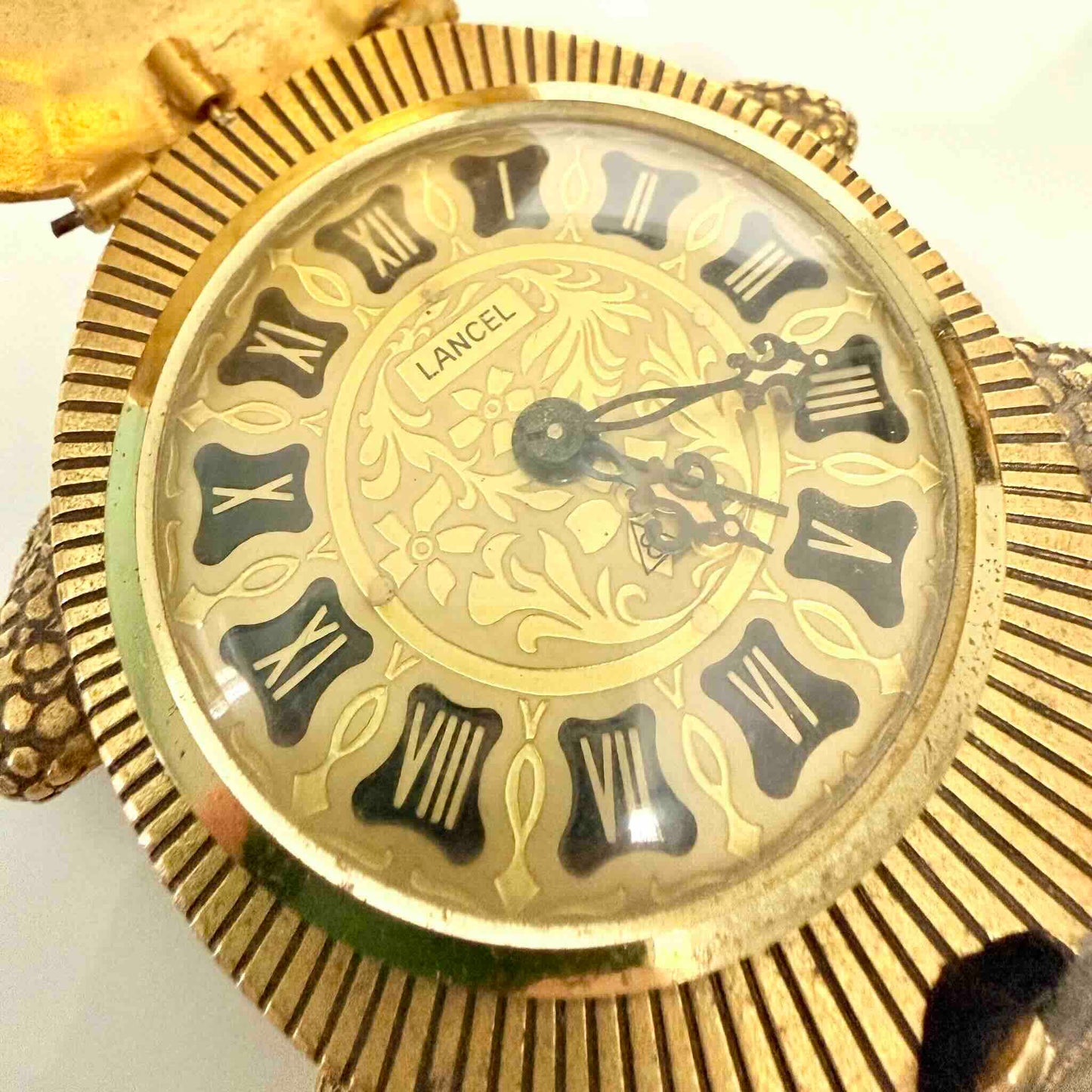 Pendulette Réveil Vintage Lancel en Bronze Doré – Modèle Tortue "8 Jours"